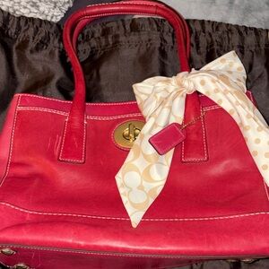 Coach Madeline bag - pink with tan bow